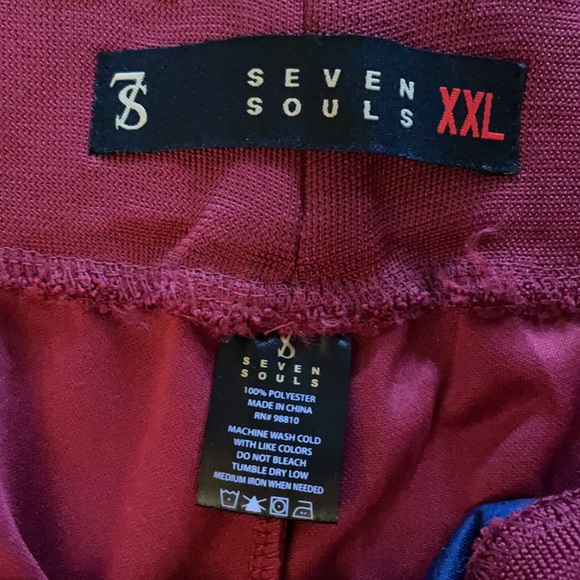 NWT Seven Souls 7S men’s tri-colored joggers, polyester, zippered pockets - Picture 5 of 11